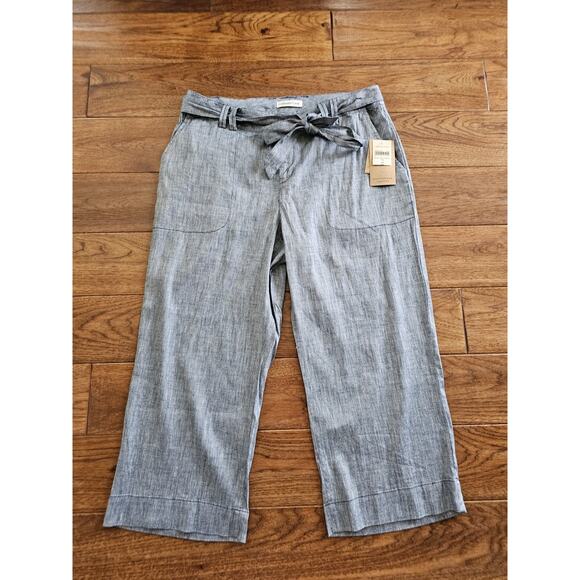 Coldwater Creek Pants - Coldwater Creek Linen Blend Wide Natural Waist Cropped Pants Chambray Women's 10